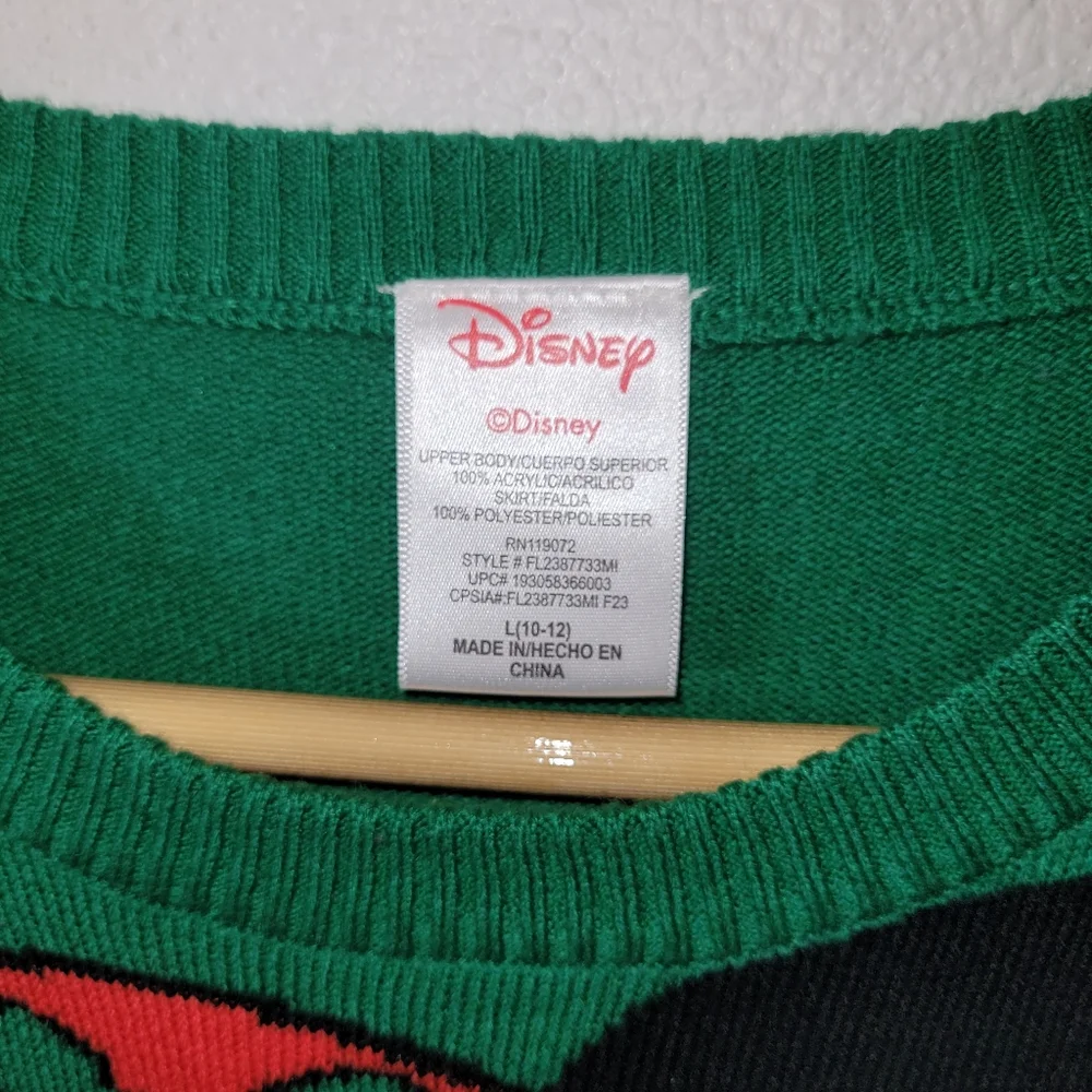 Disney Minnie Mouse Christmas Knit Dress Green Red Girls Large 10-12 Tutu White